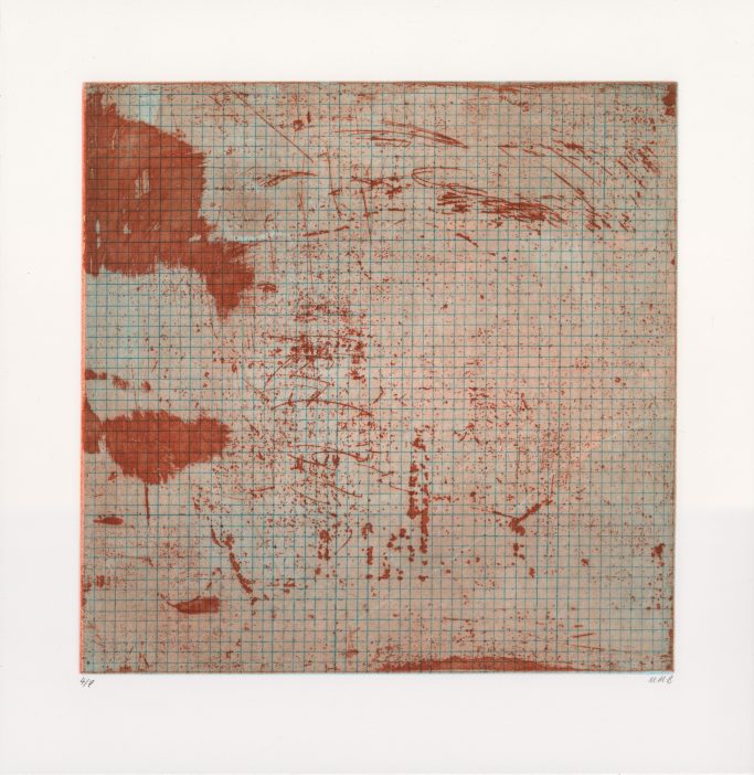 Gridded Cyan Under Orange